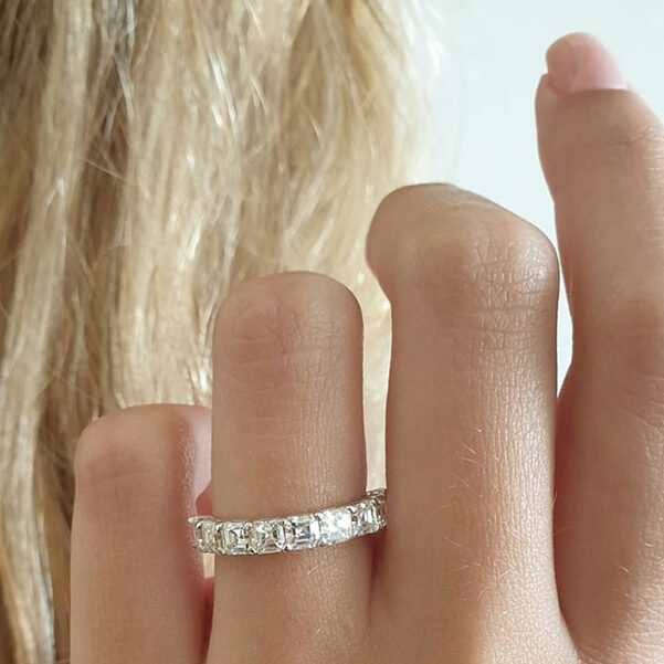 3.50 CT Asscher Cut Lab Grown Diamond Wedding Band Gift For Her Mapple Gems