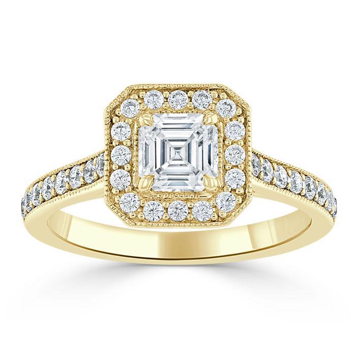 2 CT Asscher Cut Moissanite Engagement Ring Mapple Gems