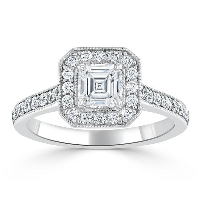 2 CT Asscher Cut Moissanite Engagement Ring Mapple Gems