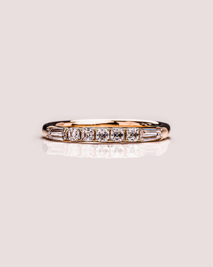 0.50 TCW Asscher & Tapper Cut Lab Grown Diamond Wedding Band Gift For Her Mapple Gems