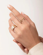 Load image into Gallery viewer, Baguette Cut Moissanite Distance Diamond Wedding Band in Yellow Gold Mapple Gems