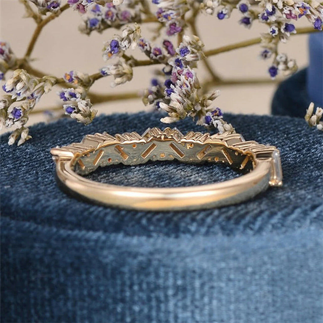 Baguette & Round Brilliant Cut Half Eternity Wedding Band Mapple Gems