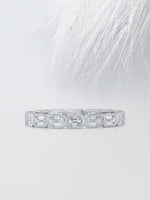 Load image into Gallery viewer, Bezel Set Emerald Cut Moissanite Eternity Diamond Wedding Band Mapple Gems
