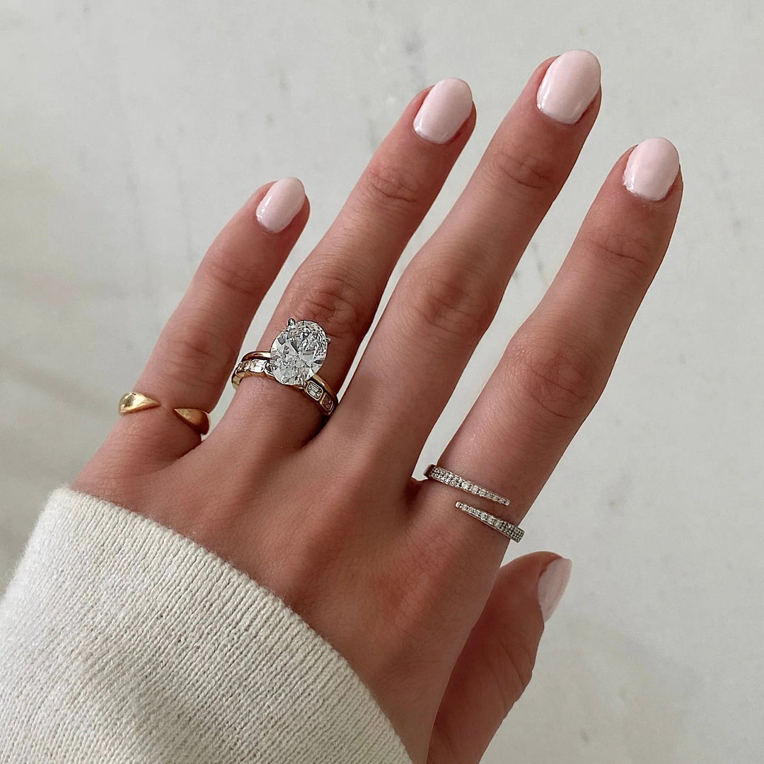 Bezel Set Emerald Cut Moissanite Eternity Diamond Wedding Band Mapple Gems