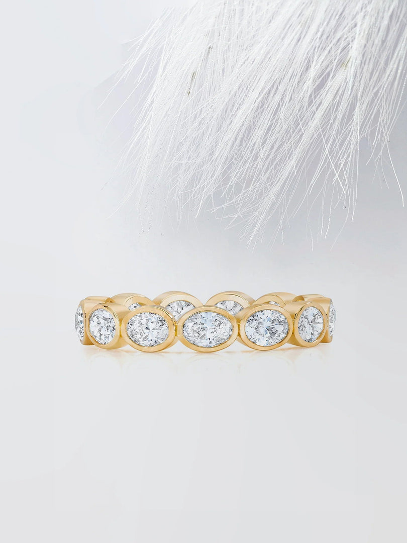 Bezel Set Oval Cut Moissanite Eternity Diamond Wedding Band Mapple Gems
