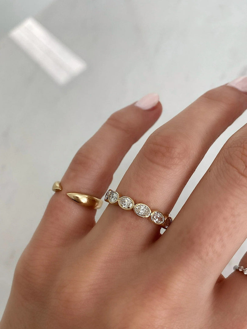 Bezel Set Oval Cut Moissanite Eternity Diamond Wedding Band Mapple Gems