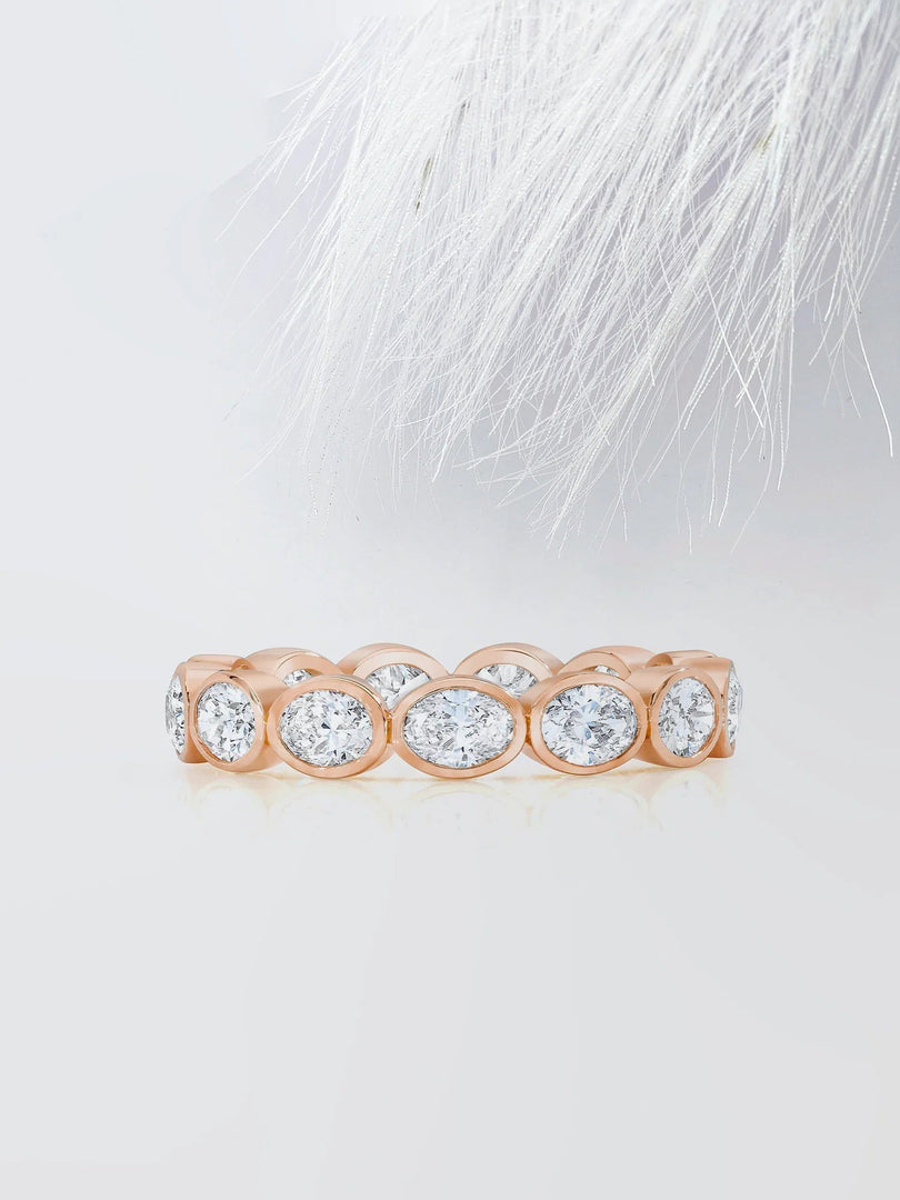 Bezel Set Oval Cut Moissanite Eternity Diamond Wedding Band Mapple Gems
