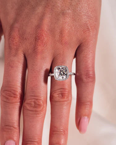 Vintage Cushion Cut Moissanite Halo Engagement Ring Anniversary Ring Mapple Gems