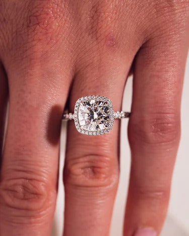 Vintage Cushion Cut Moissanite Halo Engagement Ring Anniversary Ring Mapple Gems