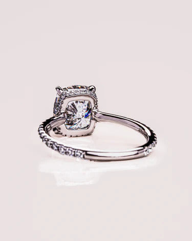 Custom Cushion Hidden Halo Ring