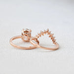 Load image into Gallery viewer, Elegant Oval Double Claw Moissanite Bridal Wedding Ring Set USA