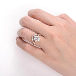 Load image into Gallery viewer, Affordable Oval Moissanite Double Claw Engagement and Wedding Ring Set