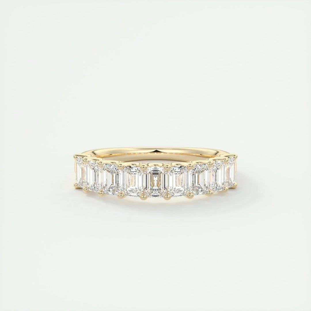 1.80 TCW EMERALD CUT HALF ETERNITY MOISSANITE BRIDAL WEDDING BAND Mapple Gems