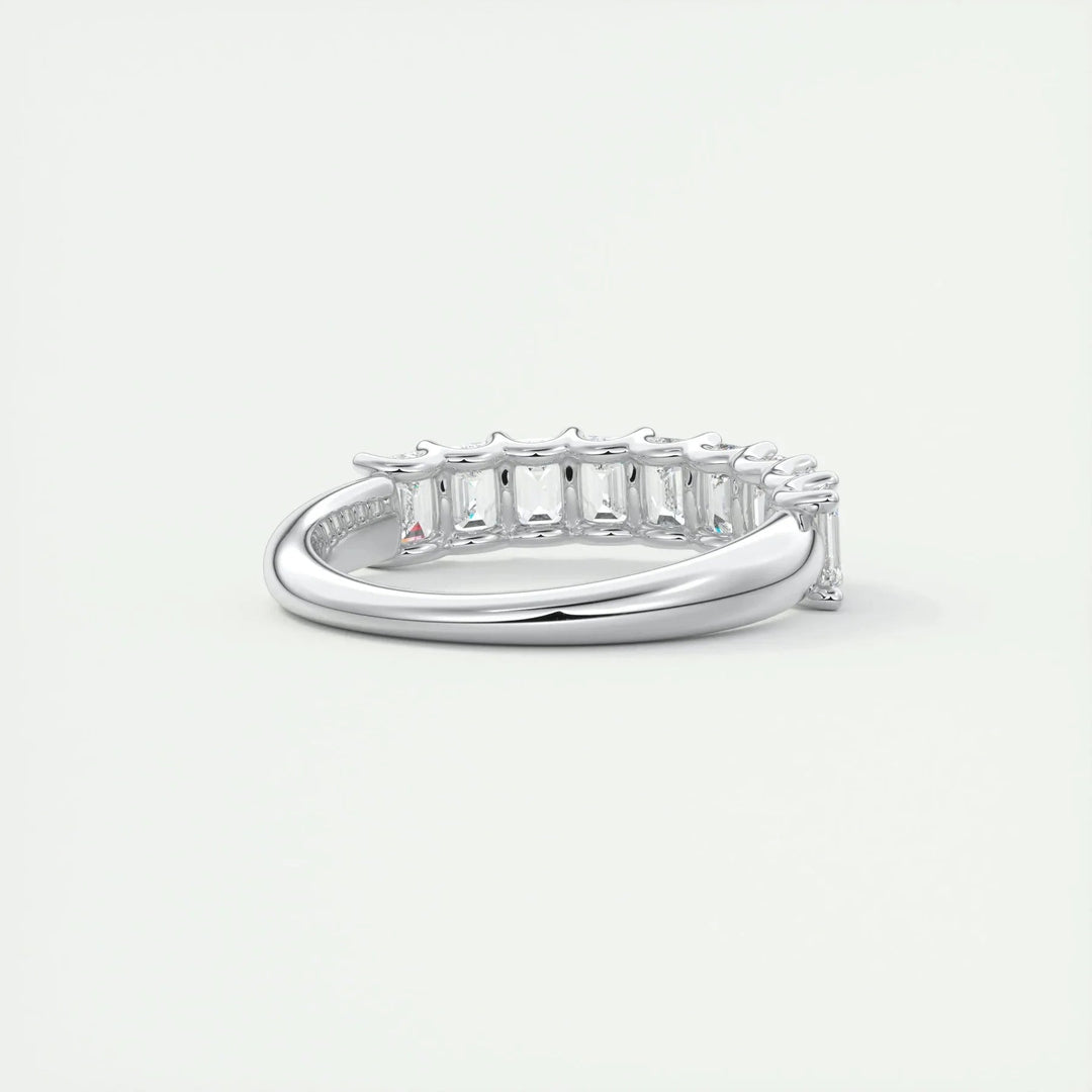 1.80 TCW EMERALD CUT HALF ETERNITY MOISSANITE BRIDAL WEDDING BAND Mapple Gems