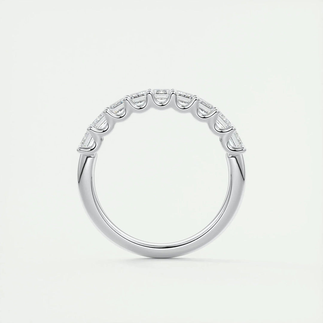 1.80 TCW EMERALD CUT HALF ETERNITY MOISSANITE BRIDAL WEDDING BAND Mapple Gems