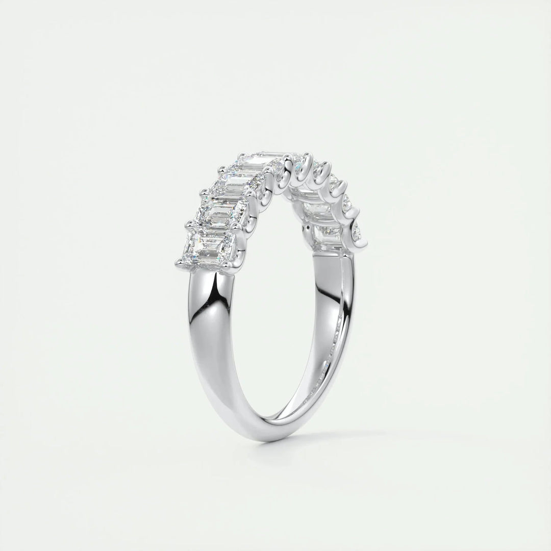 1.80 TCW EMERALD CUT HALF ETERNITY MOISSANITE BRIDAL WEDDING BAND Mapple Gems