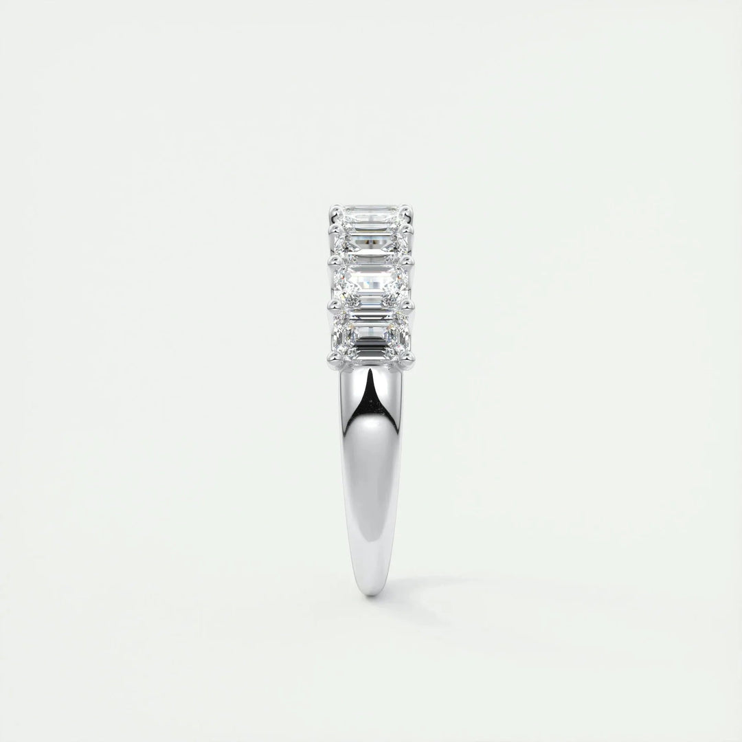 1.80 TCW EMERALD CUT HALF ETERNITY MOISSANITE BRIDAL WEDDING BAND Mapple Gems