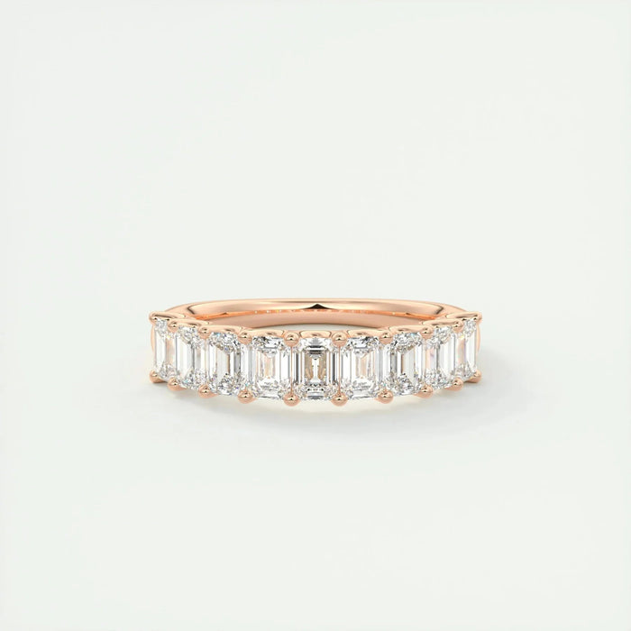 1.80 TCW EMERALD CUT HALF ETERNITY MOISSANITE BRIDAL WEDDING BAND Mapple Gems