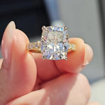 Load image into Gallery viewer, Elongated Cushion Moissanite Ring – Pave Set Engagement Ring in Solid Gold