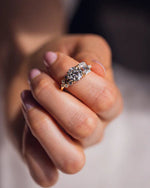 Load image into Gallery viewer, Toi Et Moi Moissanite Engagement Ring Round & Emerald Cut Two-Stone Vintage Bridal Ring Mapple Gems