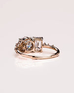 Load image into Gallery viewer, Toi Et Moi Moissanite Engagement Ring Round & Emerald Cut Two-Stone Vintage Bridal Ring Mapple Gems