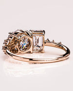 Load image into Gallery viewer, Toi Et Moi Moissanite Engagement Ring Round & Emerald Cut Two-Stone Vintage Bridal Ring Mapple Gems