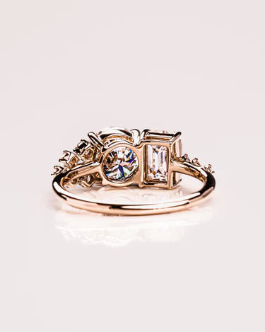 Toi Et Moi Moissanite Engagement Ring Round & Emerald Cut Two-Stone Vintage Bridal Ring Mapple Gems