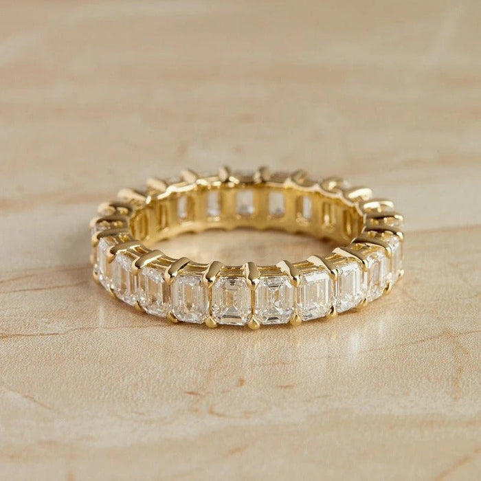 4.50CTW Emerald Cut Full Eternity Stacking Wedding Band Mapple Gems