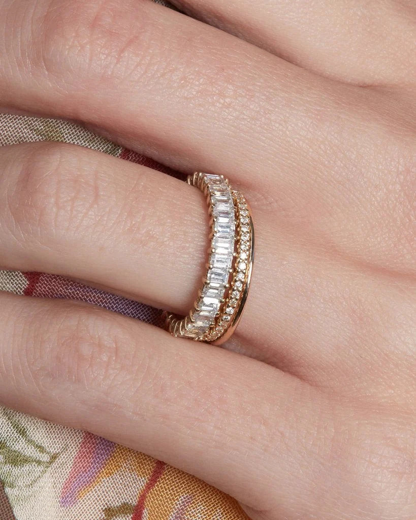 4.50CTW Emerald Cut Full Eternity Stacking Wedding Band Mapple Gems