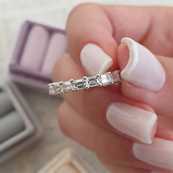 2.50 TCW Emerald Cut Lab Grown Diamond Wedding Band Gift For Her Mapple Gems