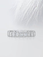 Load image into Gallery viewer, Emerald Cut Moissanite Bezel Set Eternity Diamond Wedding Band Mapple Gems