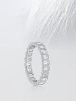 Load image into Gallery viewer, Emerald Cut Moissanite Bezel Set Eternity Diamond Wedding Band Mapple Gems