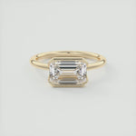 Load image into Gallery viewer, Emerald Cut Moissanite Half Bezel Solitaire Ring