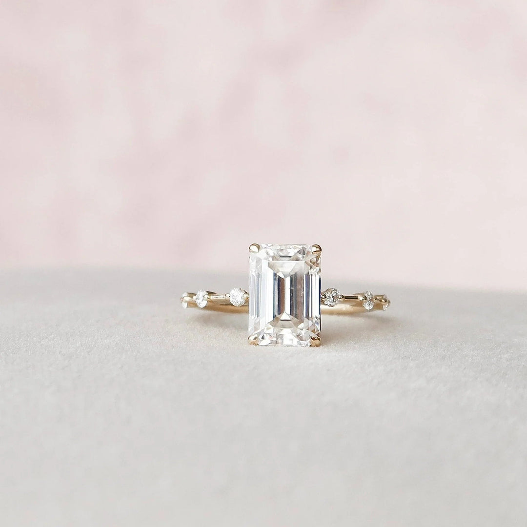 Handmade Emerald Shape Moissanite Ring