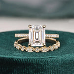 Load image into Gallery viewer, 2.50 CT Emerald Cut Solitaire Style Moissanite Bridal Ring Set Mapple Gems