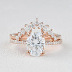 Load image into Gallery viewer, Oval Cut Solitaire Moissanite Double Claw Bridal Wedding Ring Set
