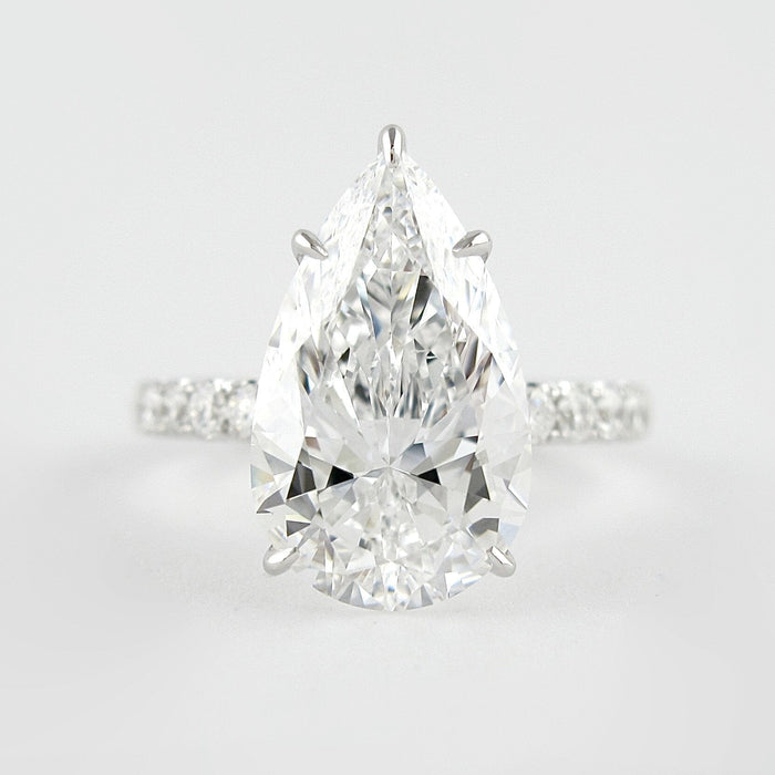 Pear Cut Moissanite Hidden Halo Pave Engagement Ring 2 CT to 5 CT - side view 2