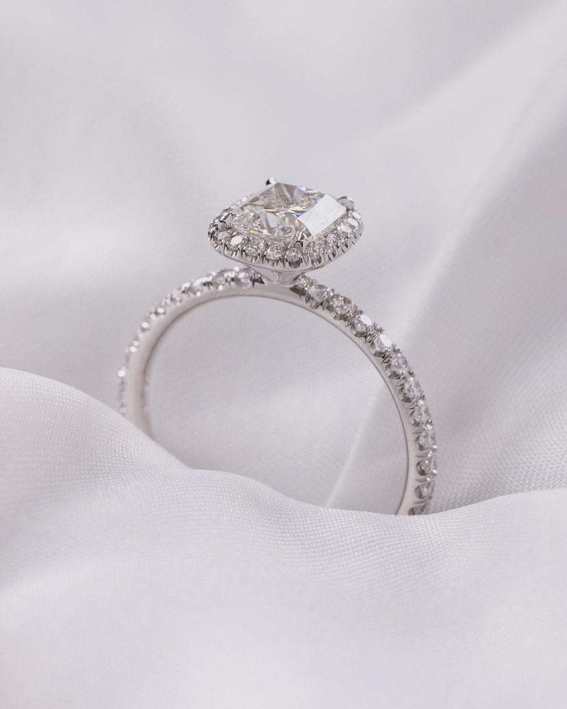 Cushion Cut Moissanite Halo Engagement Ring VVS Diamond Wedding & Anniversary Ring Mapple Gems