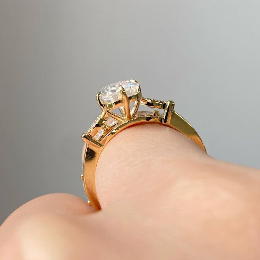 Solid 14K Gold Moissanite Bridal Set