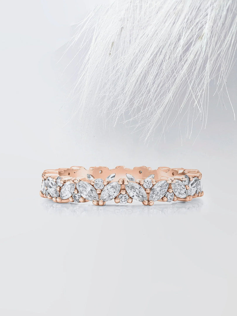 MARQUISE & ROUND CUT MOISSANITE FULL ETERNITY DIAMOND WEDDING BAND Mapple Gems
