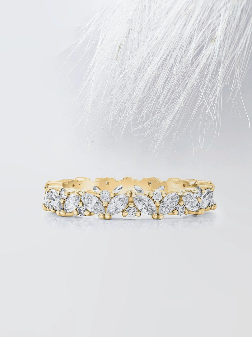 MARQUISE & ROUND CUT MOISSANITE FULL ETERNITY DIAMOND WEDDING BAND Mapple Gems