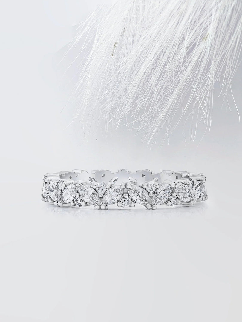 MARQUISE & ROUND CUT MOISSANITE FULL ETERNITY DIAMOND WEDDING BAND Mapple Gems