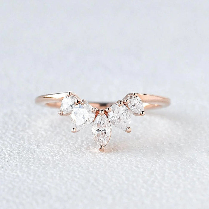 Marquise And Pear Cut Cluster Moissanite Wedding Band Mapple Gems