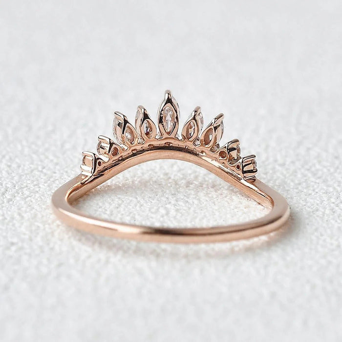 0.40CTW Marquise Cut Curved Vintage Style Stacking Wedding Band Mapple Gems