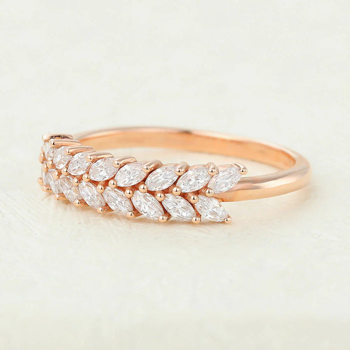 Marquise Shaped Moissanite Half Eternity Wedding Band Mapple Gems