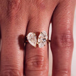 Load image into Gallery viewer, Handmade Two-Stone Moissanite Engagement Ring