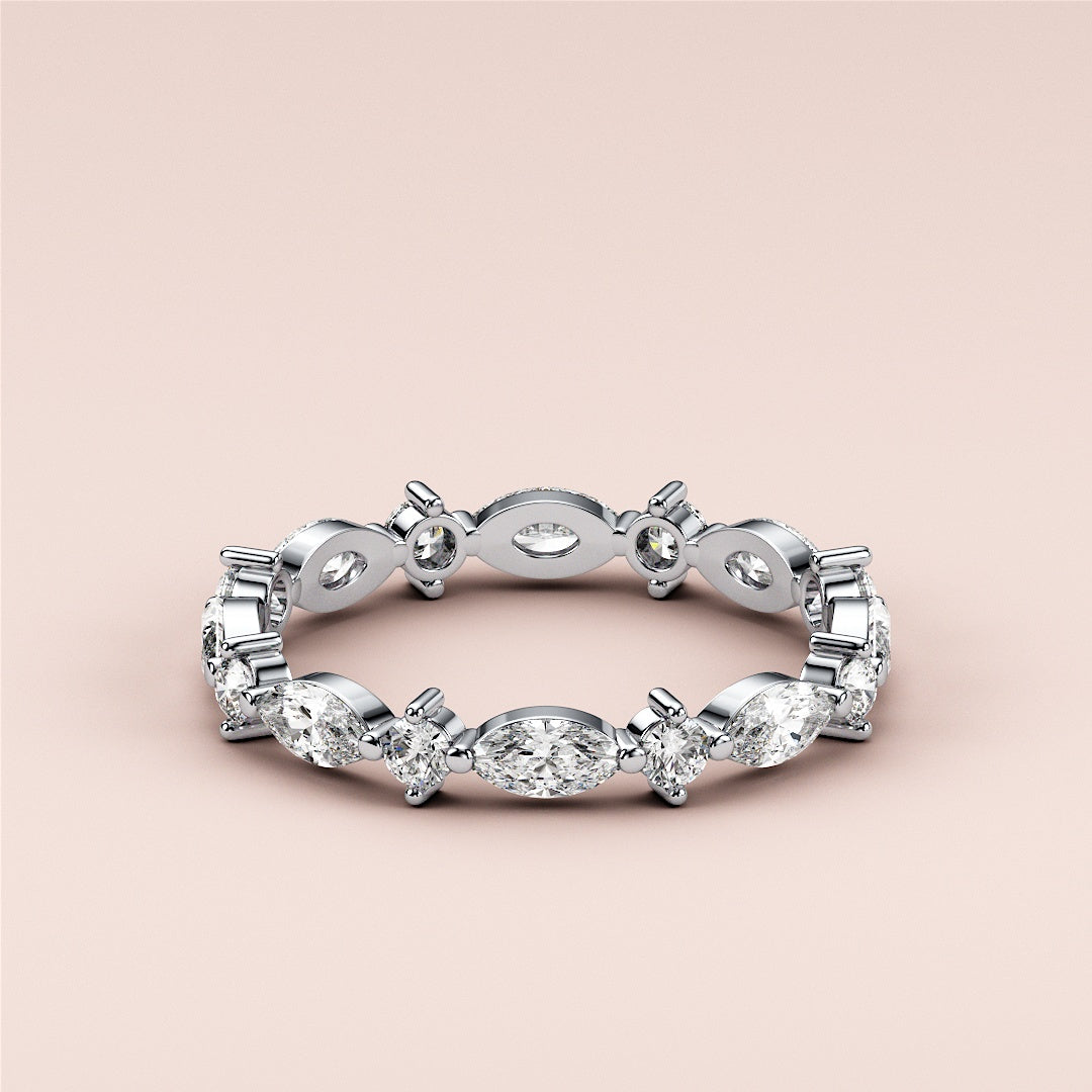 0.50 TCW Marquise & Round Cut Lab Grown Diamond Band Gift For Her Mapple Gems