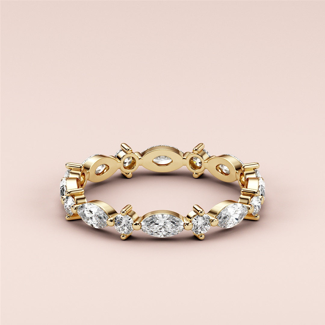 0.50 TCW Marquise & Round Cut Lab Grown Diamond Band Gift For Her Mapple Gems