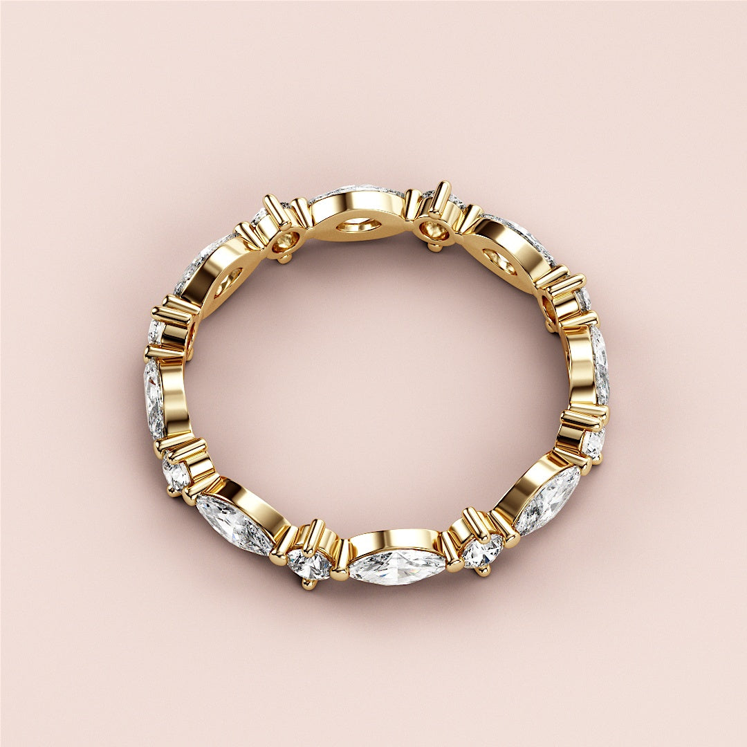 0.50 TCW Marquise & Round Cut Lab Grown Diamond Band Gift For Her Mapple Gems