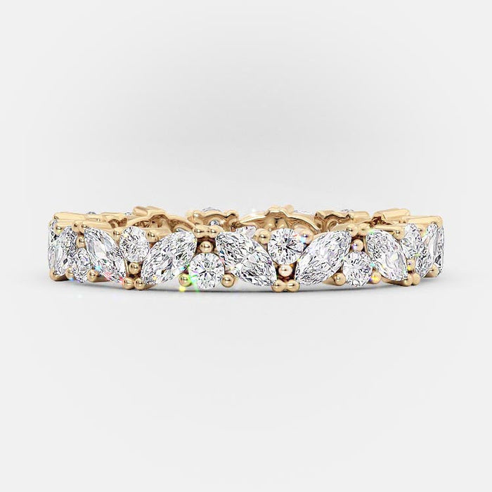 0.50 CT Marquise & Round Cut Lab Grown Diamond Wedding Band For her Mapple Gems